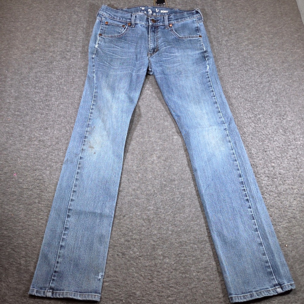 Wrangler Retro Skinny Jeans Mens 33x32 Blue Distressed WRT40MZ